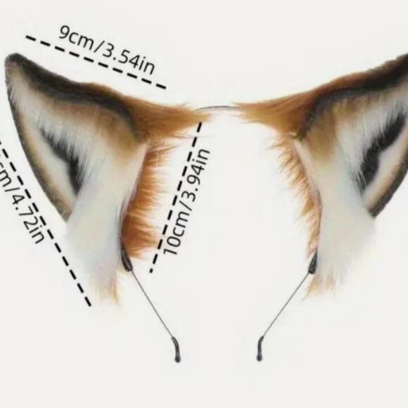 Fluffy Faux Fur Fox Ears Cute Costume Headband Realistic NEW - Picture 5 of 5